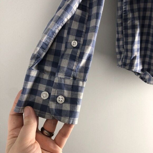 George Classic Fit Men’s Size Small (34-36) Gingham Gray Blue Button Down Shirt - Picture 10 of 16
